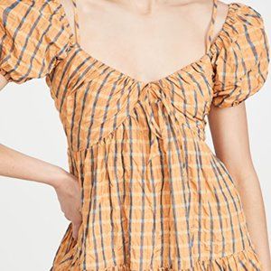Cinq À Sept Orange Betsey Check Cold-Shoulder Dress